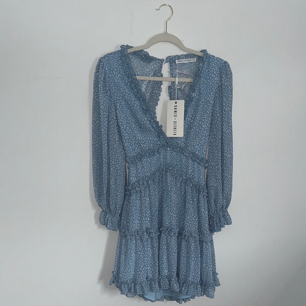 Chic Blue Long Sleeve Dress
